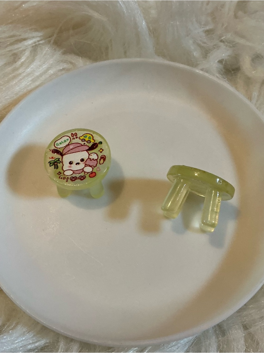 Two super miniature stools with cute dog for dollhouse